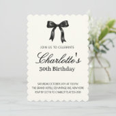 Black Bow Birthday Cream Vintage Scallop 招待状 (スタンド正面)