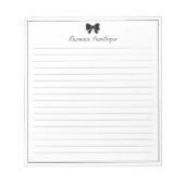 Black Bow Border Handwritten Custom Name Lined  ノートパッド (正面)