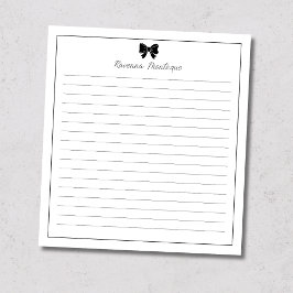 Black Bow Border Handwritten Custom Name Lined  ノートパッド