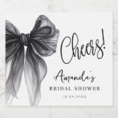 Black Bow Bridal Shower  スパークリングワインラベル (シングルラベル)