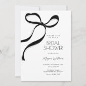 Black bow bridal shower 招待状 (正面)