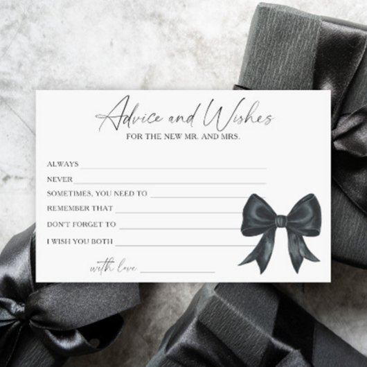 black Bow Bridal Shower Advice and Wishes 便箋