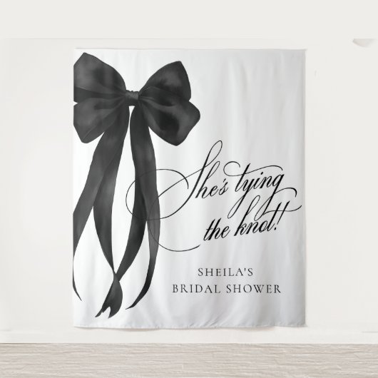 Black Bow Bridal Shower Backdrop Tapestry タペストリー (正面)