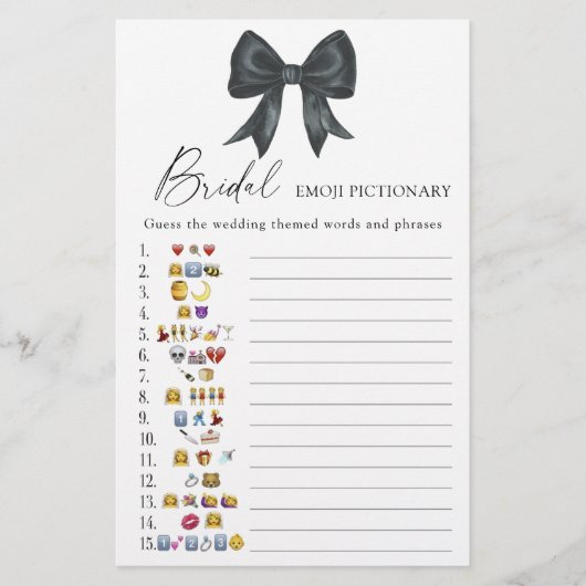 Black bow Bridal shower emoji pictionary (正面)