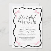 Black Bow  Bridal Shower Invitation 招待状 (正面)