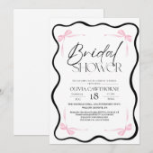 Black Bow  Bridal Shower Invitation 招待状 (正面/裏面)