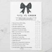Black bow bridal shower Over or under game (正面)