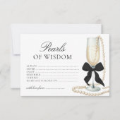 Black Bow Bridal Shower Pearls of Wisdom Game Card ノートカード (正面)