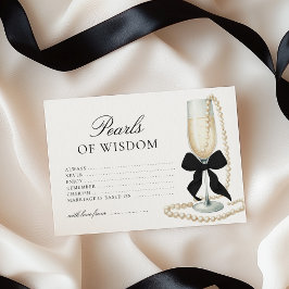 Black Bow Bridal Shower Pearls of Wisdom Game Card ノートカード