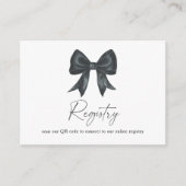 black Bow bridal shower QR code for registry  エンクロージャーカード (正面)