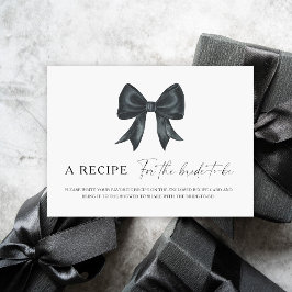 Black bow bridal shower Recipe for the bride to be エンクロージャーカード