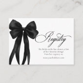 Black Bow Bridal Shower Registry エンクロージャーカード (正面)