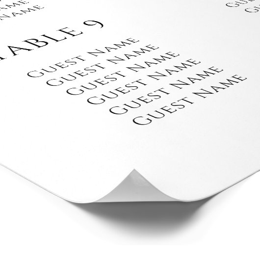 Black Bow Bridal Shower Seating Chart Poster ポスター (角)