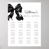 Black Bow Bridal Shower Seating Chart Poster ポスター (正面)