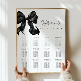 Black Bow Bridal Shower Seating Chart Poster ポスター