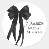 Black Bow Bridal Shower Sticker ラウンドシール (正面)