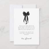 Black Bow Bridal Shower Thank You Card サンキューカード (裏面)