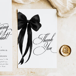 Black Bow Bridal Shower Thank You Card サンキューカード
