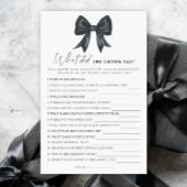 Black bow bridal shower What did the groom say 