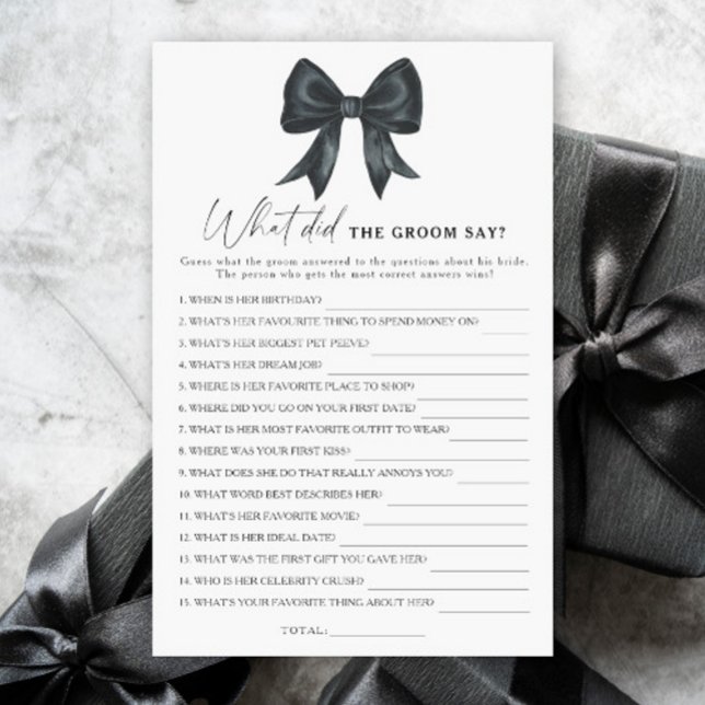 Black bow bridal shower What did the groom say  (クリエイターアップロード済み)
