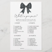 Black bow bridal shower What's in your purse game (正面)