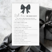 Black Bow Bridal Shower Who knows the bride best