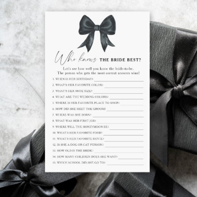 Black Bow Bridal Shower Who knows the bride best (クリエイターアップロード済み)