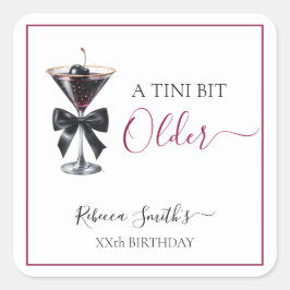 Black Bow Cherry Drink 'A tini bit Older' Birthday スクエアシール