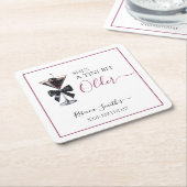 Black Bow Cherry Drink 'A tini bit Older' Birthday スクエアペーパーコースター (アングル)