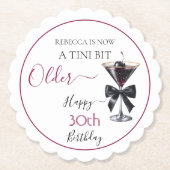 Black Bow Cherry Drink 'A tini bit Older' Birthday ペーパーコースター (正面)