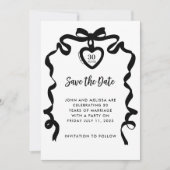 Black Bow Coquette Anniversary Party Invitation 招待状 (正面)