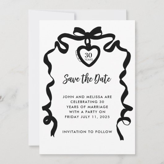 Black Bow Coquette Anniversary Party Invitation 招待状 (正面)