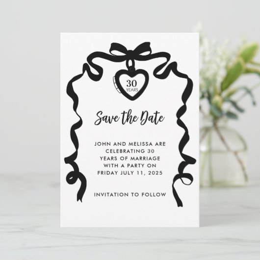 Black Bow Coquette Anniversary Party Invitation 招待状 (スタンド正面)