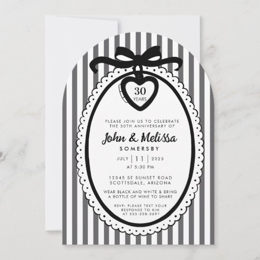 Black Bow Coquette Anniversary Party Invitation 招待状 (正面)