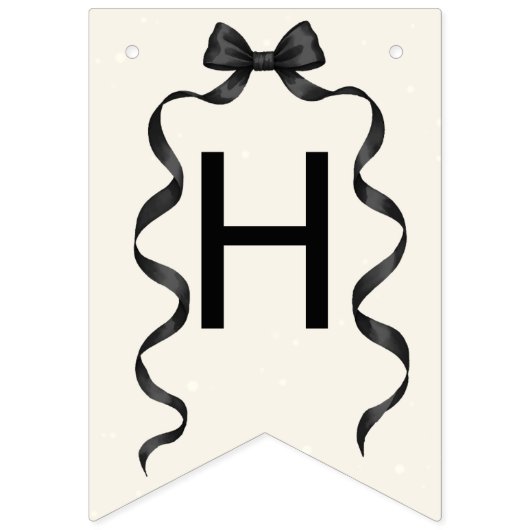 Black Bow Coquette Birthday  バンティングフラッグ (第2の旗)
