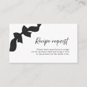 Black Bow Coquette Bridal Shower Recipe Request エンクロージャーカード (正面)
