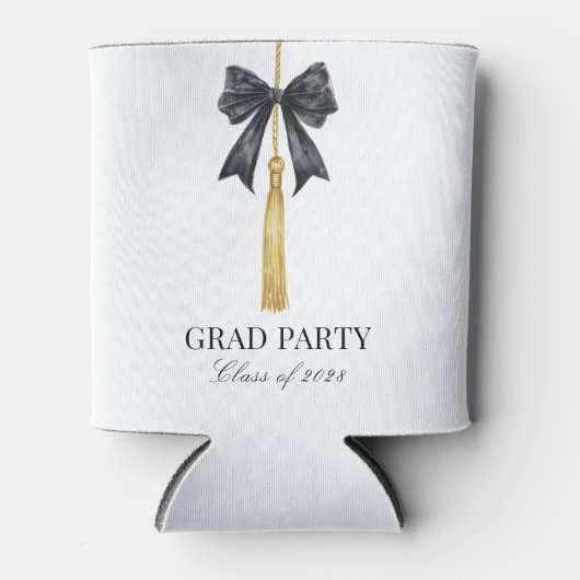 Black Bow Coquette Grad Party 缶クーラー (正面)