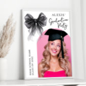 Black Bow Coquette Graduation Party Photo Sign ポスター