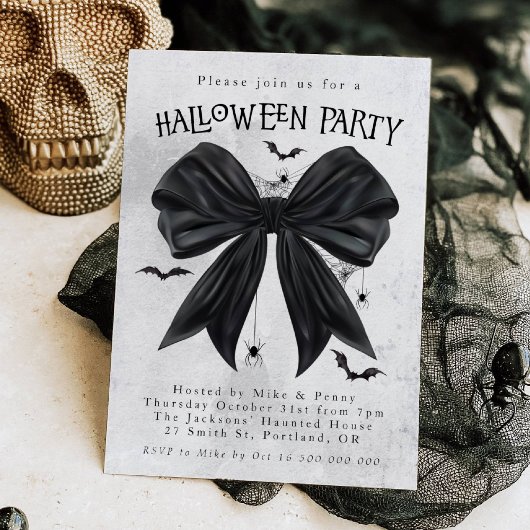 Black Bow Coquette Halloween Invitation 招待状