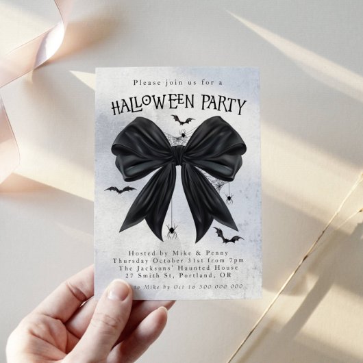 Black Bow Coquette Halloween Invitation 招待状