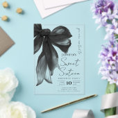 Black Bow Coquette Script Sweet 16 Party アクリル招待状 (インサイチュ (ウェディング))