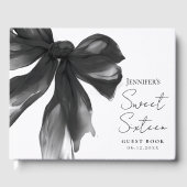 Black Bow Coquette Script Sweet 16 Party ゲストブック (正面)