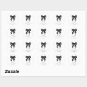 Black Bow Coquette Script Sweet 16 Party ラウンドシール (シート)