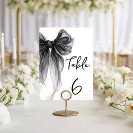 Black Bow Coquette Themed Wedding Table Number テーブルナンバー