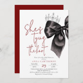 Black Bow ⎮Elegance Bridal Shower 招待状 (正面/裏面)