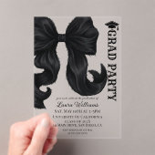 Black Bow Elegant Modern Graduation アクリル招待状 (インサイチュ (ポータブル))