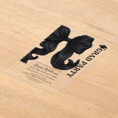 Black Bow Elegant Modern Graduation アクリル招待状 (レイダウン)