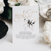 Black Bow Elegant Modern Minimalist Bridal Shower 招待状