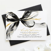 Black Bow Elegant Romantic Modern Bridal Shower 招待状