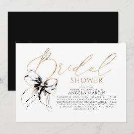Black Bow Elegant Romantic Modern Bridal Shower 招待状
